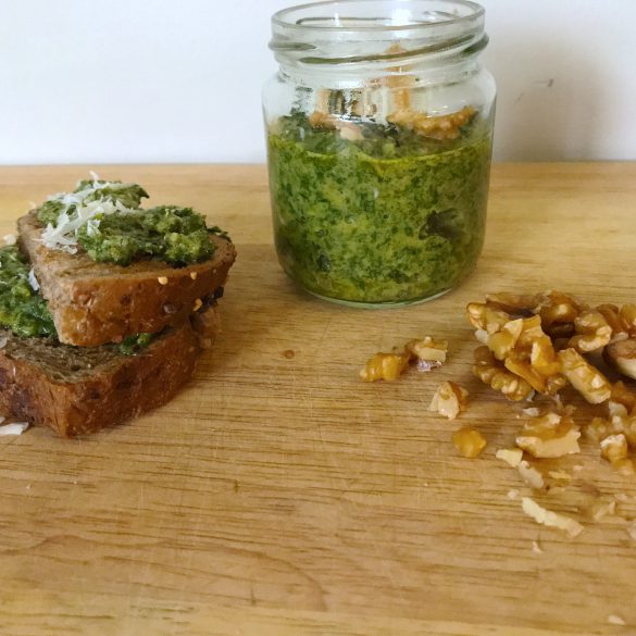 Carrot Top and Walnut Pesto