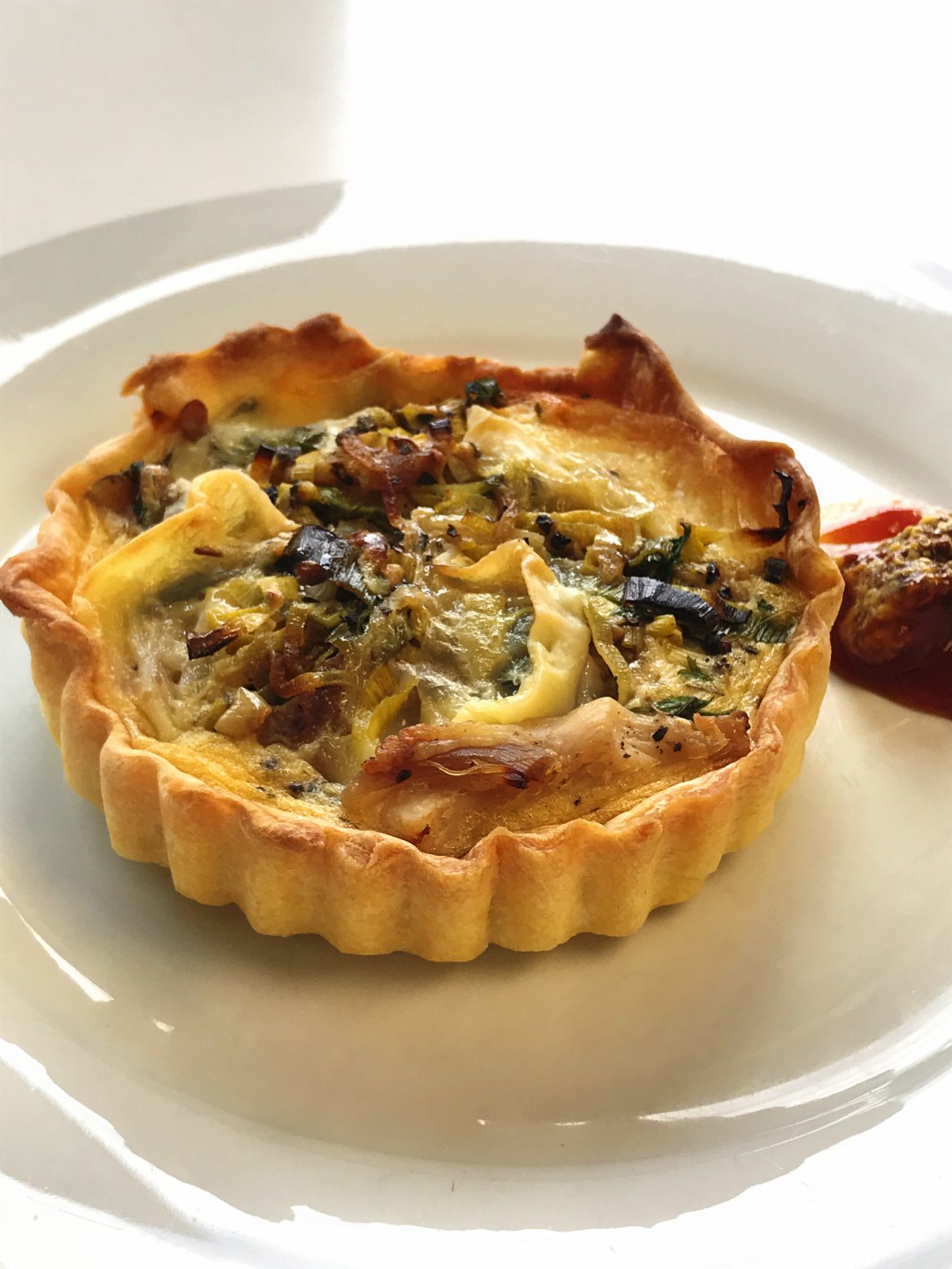 Chicken leek and brie tarts