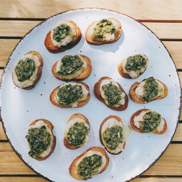 Punchy Salsa Verde and White Bean Crostini