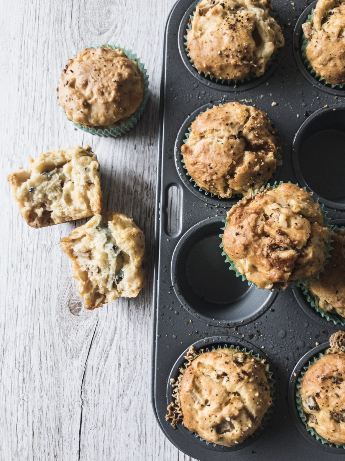 Pear and blue cheese muffins