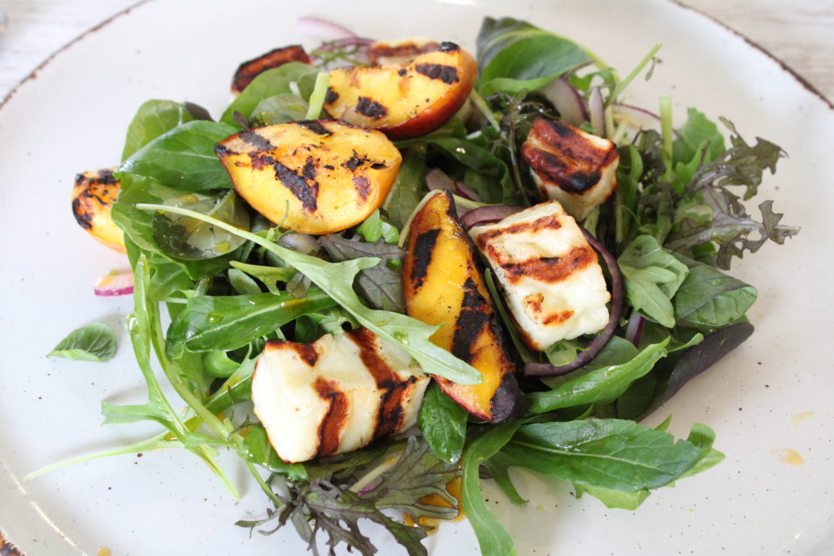 Grilled nectarine and haloumi salad